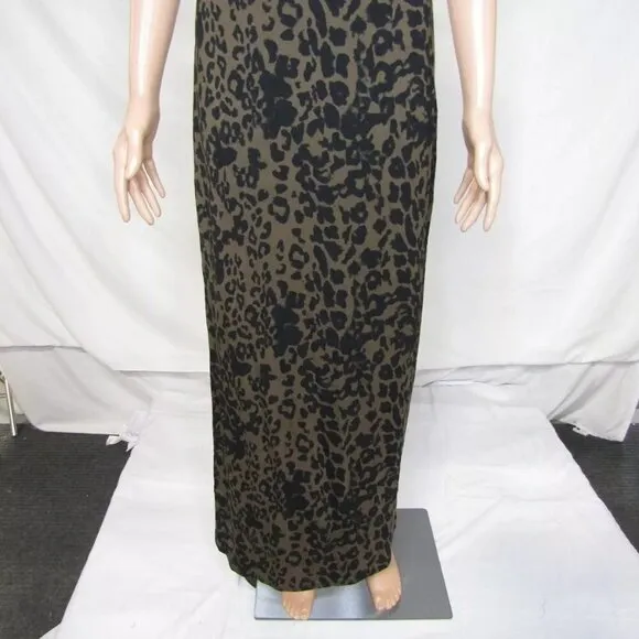 NEW REFORMATION Womens Elise Jersey Knit Slip Dress Tana Print Black/Brown Sz M