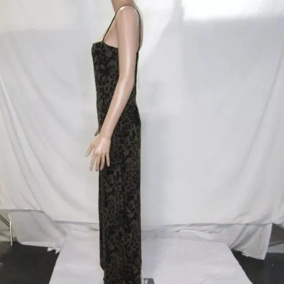 NEW REFORMATION Womens Elise Jersey Knit Slip Dress Tana Print Black/Brown Sz M