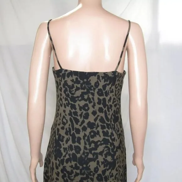 NEW REFORMATION Womens Elise Jersey Knit Slip Dress Tana Print Black/Brown Sz M
