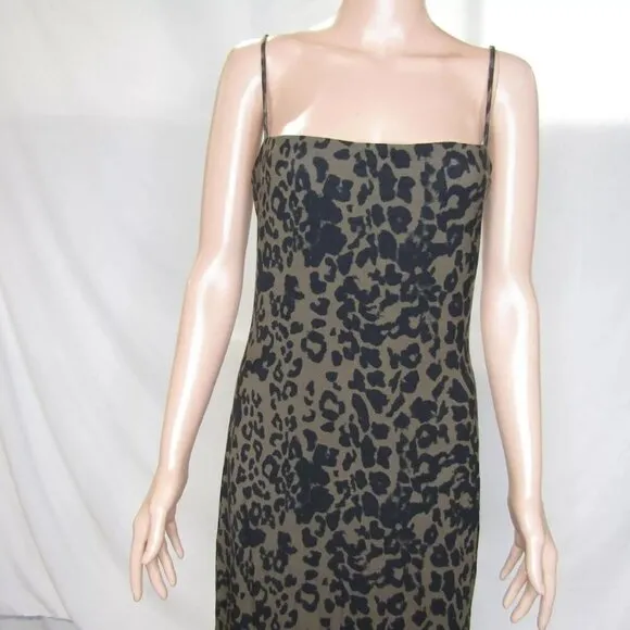 NEW REFORMATION Womens Elise Jersey Knit Slip Dress Tana Print Black/Brown Sz M