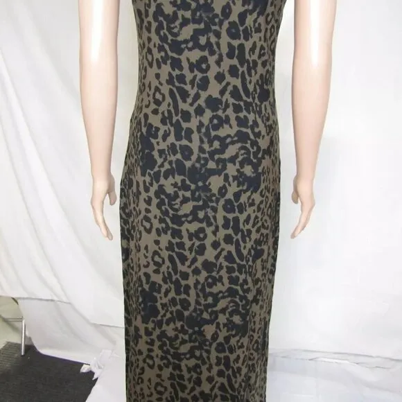 NEW REFORMATION Womens Elise Jersey Knit Slip Dress Tana Print Black/Brown Sz M