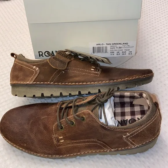 NEW! ROAN by BED STU Arlo Men’s Tan Brown Leather Casual Shoes Sneakers Oxfords