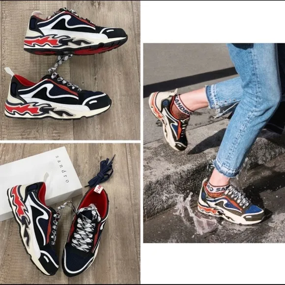 NEW Sandro Designer flame sneakers