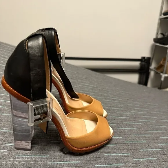 New Schutz Antando Color Block Leather Clear Heels Women 5.0 deadstock unique