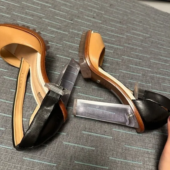 New Schutz Antando Color Block Leather Clear Heels Women 5.0 deadstock unique