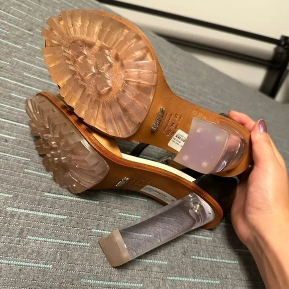New Schutz Antando Color Block Leather Clear Heels Women 5.0 deadstock unique