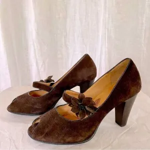 NEW Sofft Brown Suede Mary Jane Heels