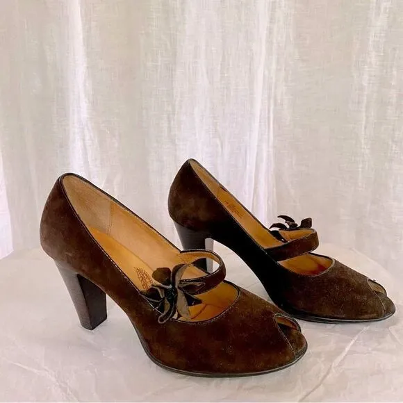 NEW Sofft Brown Suede Mary Jane Heels