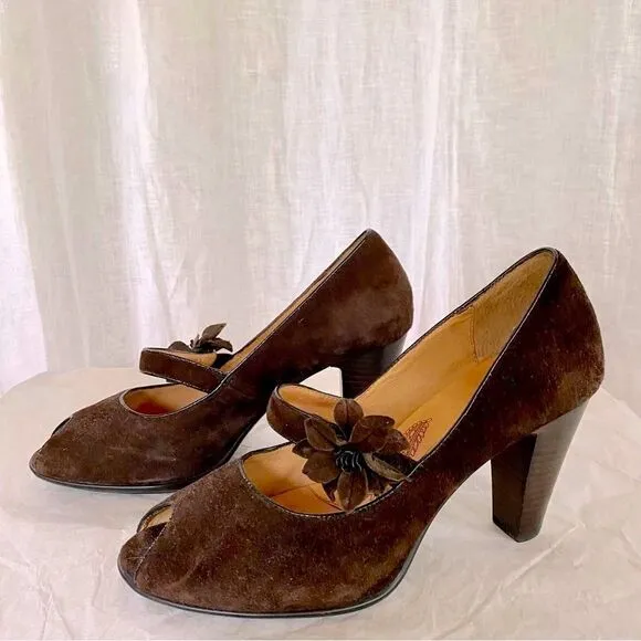 NEW Sofft Brown Suede Mary Jane Heels