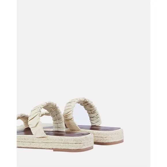 NEW Staud Maya Ruched Espadrille Sandals Sz 11 Ivory