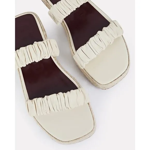 NEW Staud Maya Ruched Espadrille Sandals Sz 11 Ivory