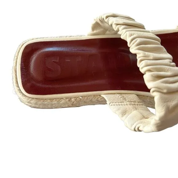 NEW Staud Maya Ruched Espadrille Sandals Sz 11 Ivory