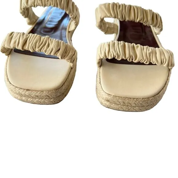 NEW Staud Maya Ruched Espadrille Sandals Sz 11 Ivory