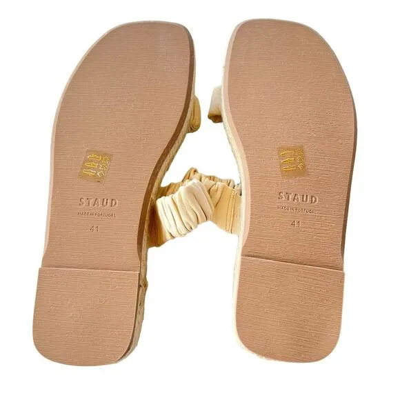 NEW Staud Maya Ruched Espadrille Sandals Sz 11 Ivory
