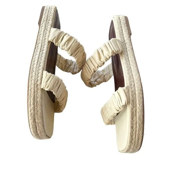 NEW Staud Maya Ruched Espadrille Sandals Sz 11 Ivory