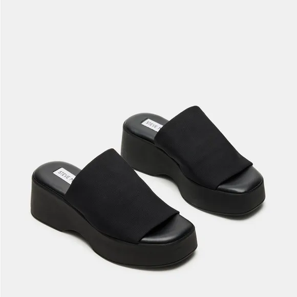 New Steve Madden Slinky 30 Black Y2K Style Platform Slides Size 7