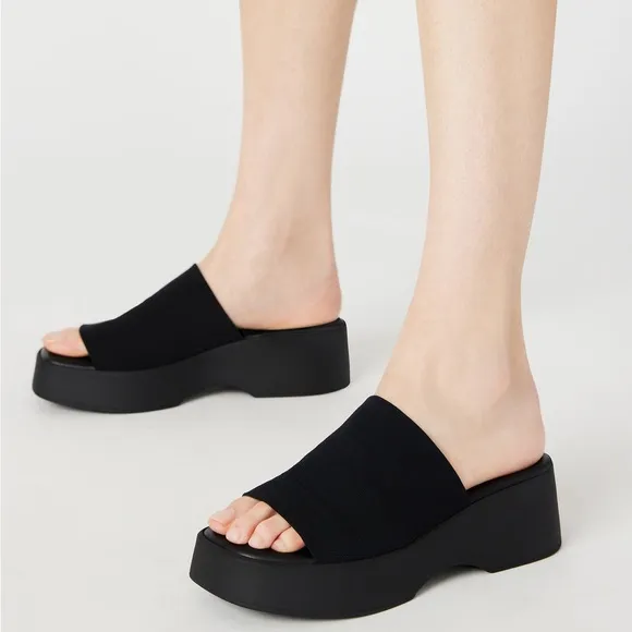 New Steve Madden Slinky 30 Black Y2K Style Platform Slides Size 7