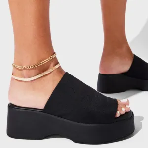 New Steve Madden Slinky 30 Black Y2K Style Platform Slides Size 7