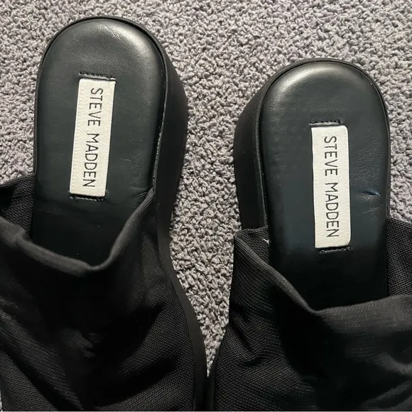New Steve Madden Slinky 30 Black Y2K Style Platform Slides Size 7