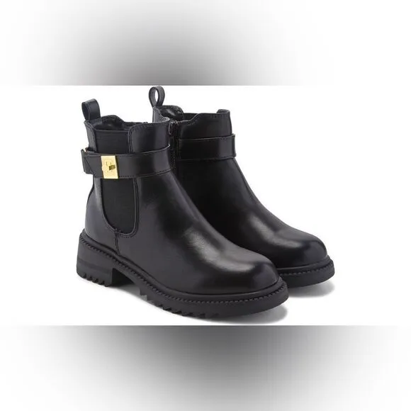 New Steve Madden Women's Gates Buckle-Detailed Lug-Sole Booties Size 7.5