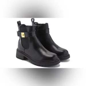 New Steve Madden Women's Gates Buckle-Detailed Lug-Sole Booties Size 7.5