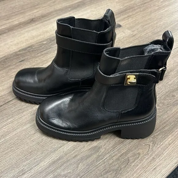 New Steve Madden Women's Gates Buckle-Detailed Lug-Sole Booties Size 7.5