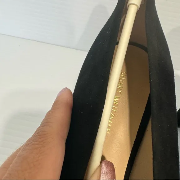 New Stuart Weitzman Chicpump Black Suede Square Toes Heels Size 8