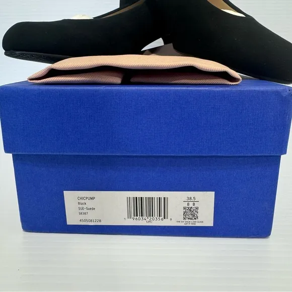 New Stuart Weitzman Chicpump Black Suede Square Toes Heels Size 8