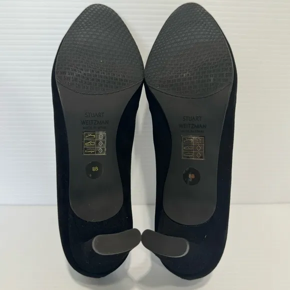 New Stuart Weitzman Chicpump Black Suede Square Toes Heels Size 8