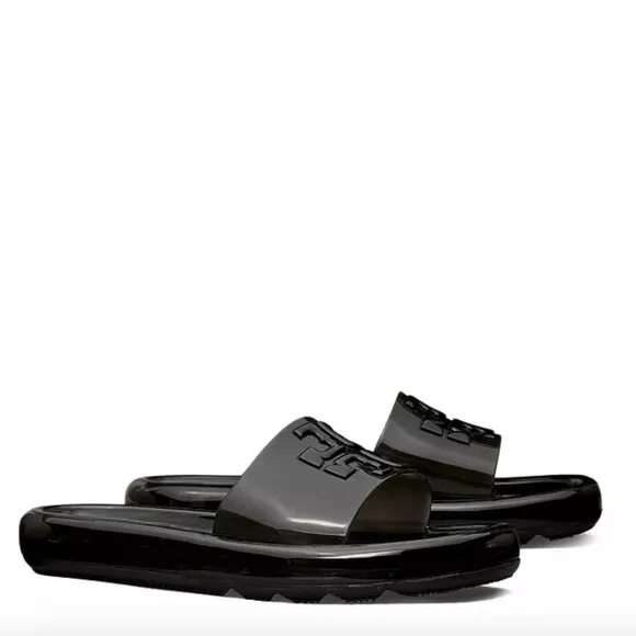 NEW TORY BURCH BUBBLE JELLY SLIDES SANDALS SANDAL BLACK SIZE 9