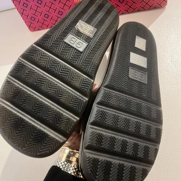 NEW TORY BURCH BUBBLE JELLY SLIDES SANDALS SANDAL BLACK SIZE 9