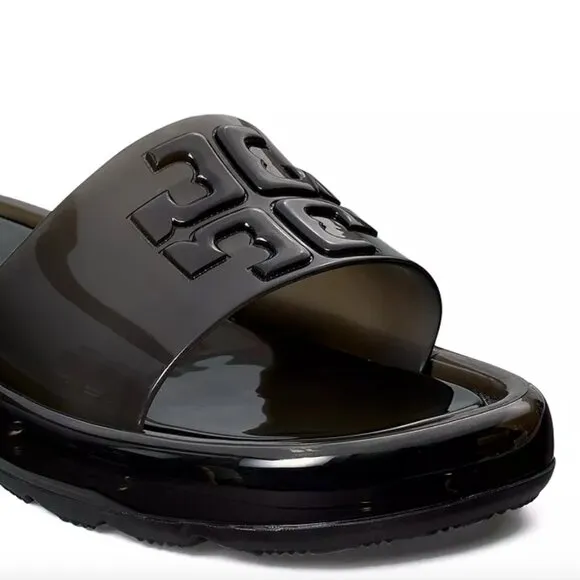 NEW TORY BURCH BUBBLE JELLY SLIDES SANDALS SANDAL BLACK SIZE 9