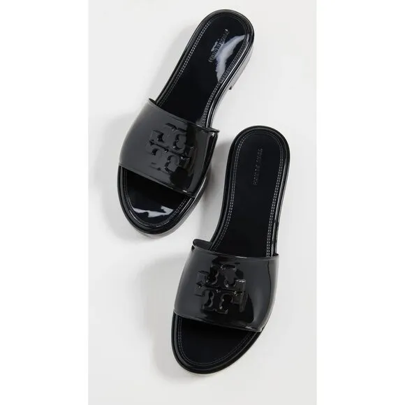 NEW TORY BURCH Eleanor Slides perfect black glossy finish for women 252