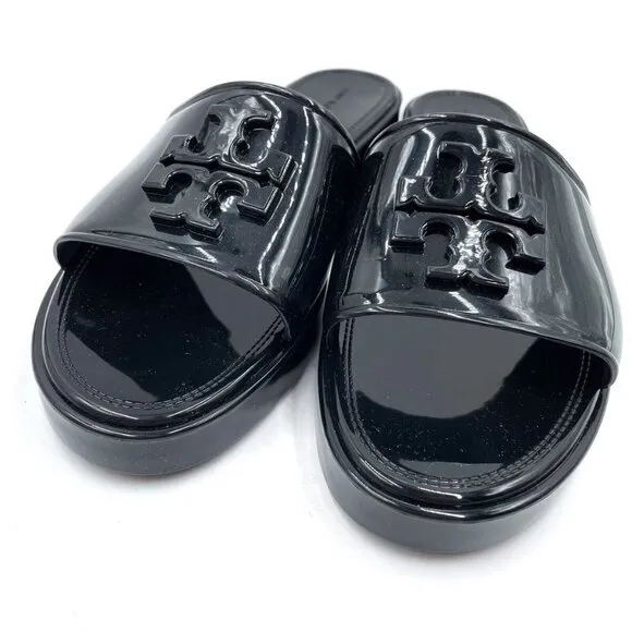 NEW TORY BURCH Eleanor Slides perfect black glossy finish for women 252