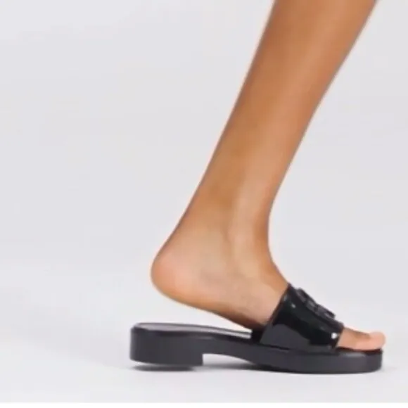 NEW TORY BURCH Eleanor Slides perfect black glossy finish for women 252