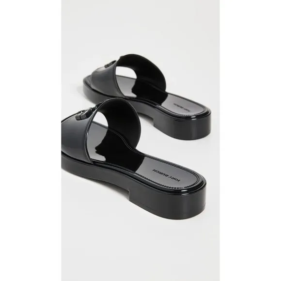 NEW TORY BURCH Eleanor Slides perfect black glossy finish for women 252