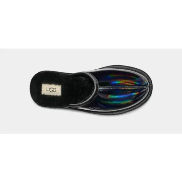 NEW UGG Sizes 7-10 Womens Pearle Iridescent Slipper Slides, Black/ Glacier Grey