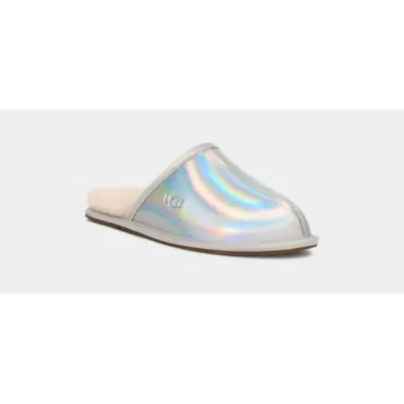 NEW UGG Sizes 7-10 Womens Pearle Iridescent Slipper Slides, Black/ Glacier Grey