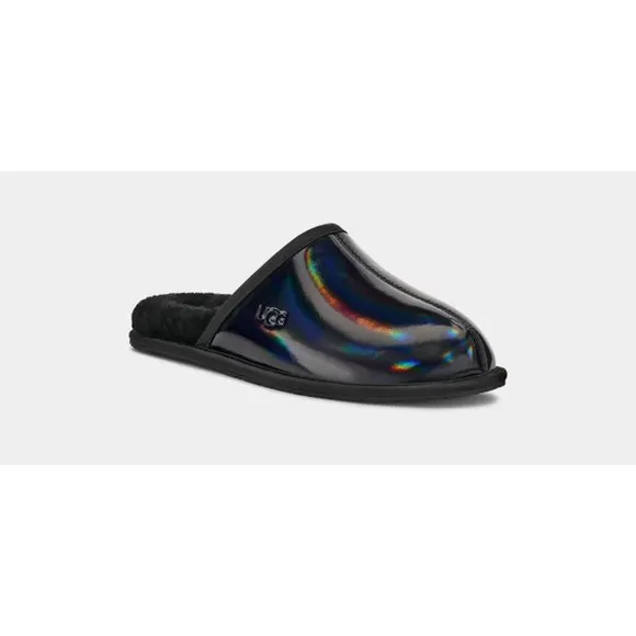NEW UGG Sizes 7-10 Womens Pearle Iridescent Slipper Slides, Black/ Glacier Grey