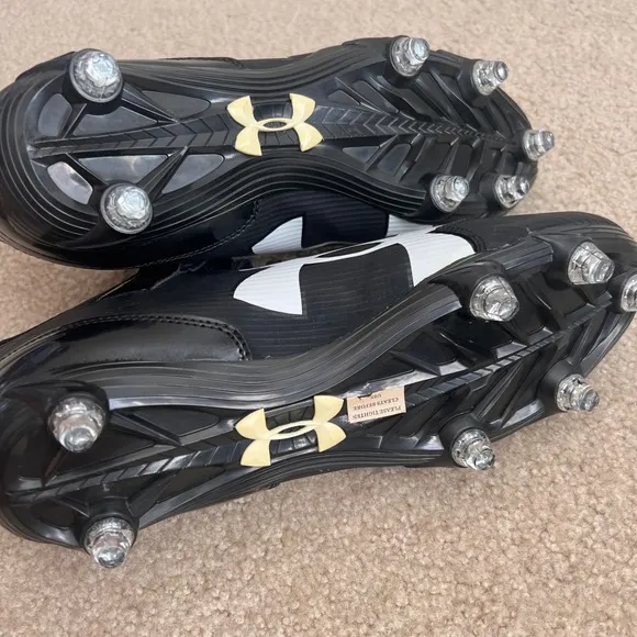 NEW! Under Armour Football Cleats Black Mid Ankle Strap Mens Size 13