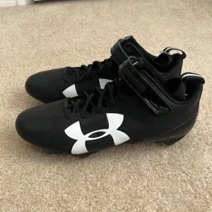 NEW! Under Armour Football Cleats Black Mid Ankle Strap Mens Size 13