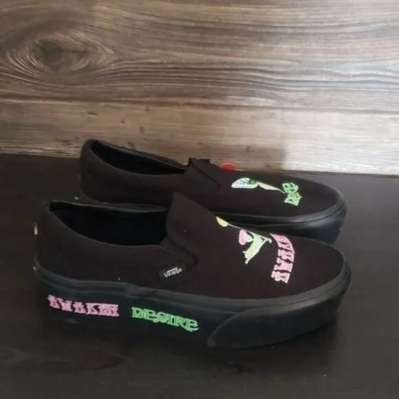 New Vans Classic Slip On Morph Blackout Glow in the Dark Platform Sneakers