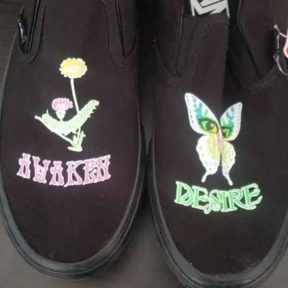 New Vans Classic Slip On Morph Blackout Glow in the Dark Platform Sneakers