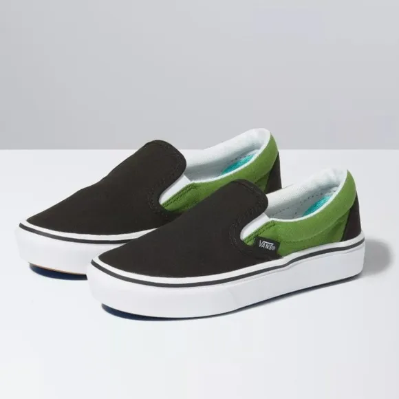 NEW Vans Kids 2-TONE Comfycush Slip-On Skate Shoe Cactus/Black Size 10.5K