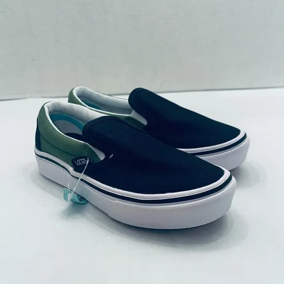NEW Vans Kids 2-TONE Comfycush Slip-On Skate Shoe Cactus/Black Size 10.5K