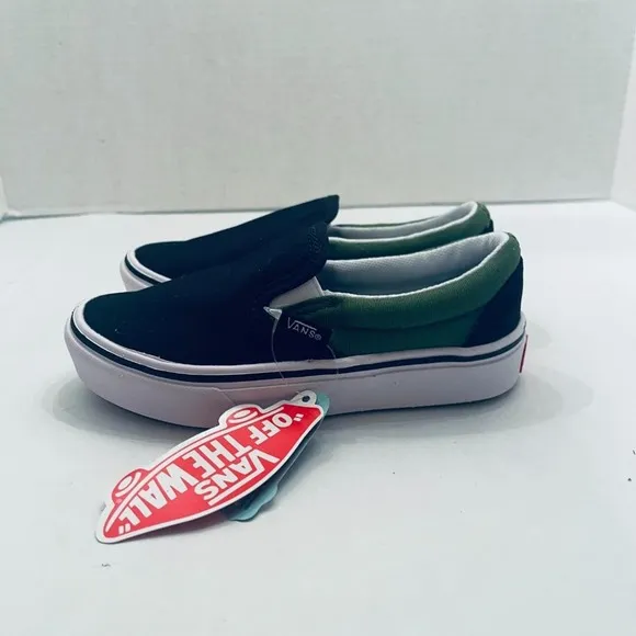 NEW Vans Kids 2-TONE Comfycush Slip-On Skate Shoe Cactus/Black Size 10.5K