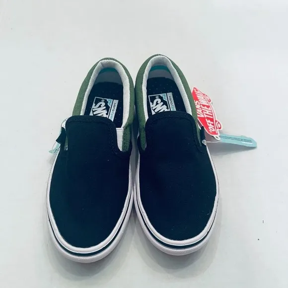 NEW Vans Kids 2-TONE Comfycush Slip-On Skate Shoe Cactus/Black Size 10.5K