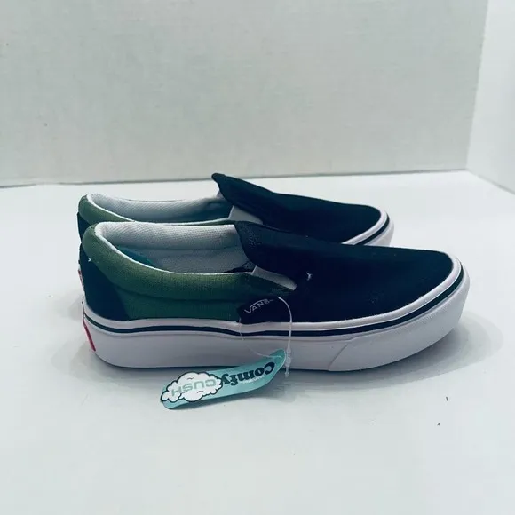 NEW Vans Kids 2-TONE Comfycush Slip-On Skate Shoe Cactus/Black Size 10.5K