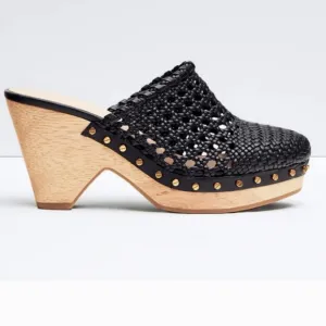 [NEW] Veronica Beard Hardie Black Woven Leather Mule Clogs