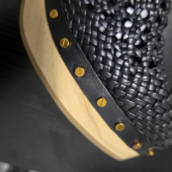 [NEW] Veronica Beard Hardie Black Woven Leather Mule Clogs